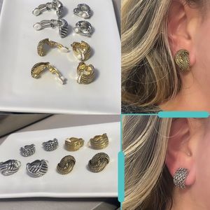 NEW- Bundle of 4 pairs of clip-on earrings, 2 sets in silver and 2 in gold.